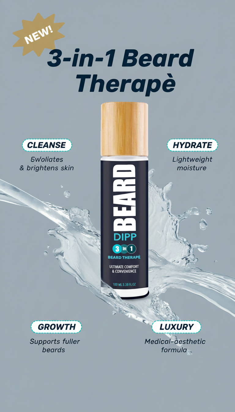 BeardDipp 3-in-1 Beard Therapē | Cleanse, Moisturize & Support Growth | Luxury Men’s Grooming